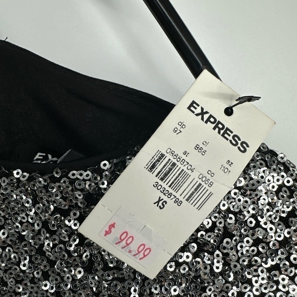 EXPRESS New Color Block Sequin Thong Bodysuit size XS $99 - Picture 3 of 5